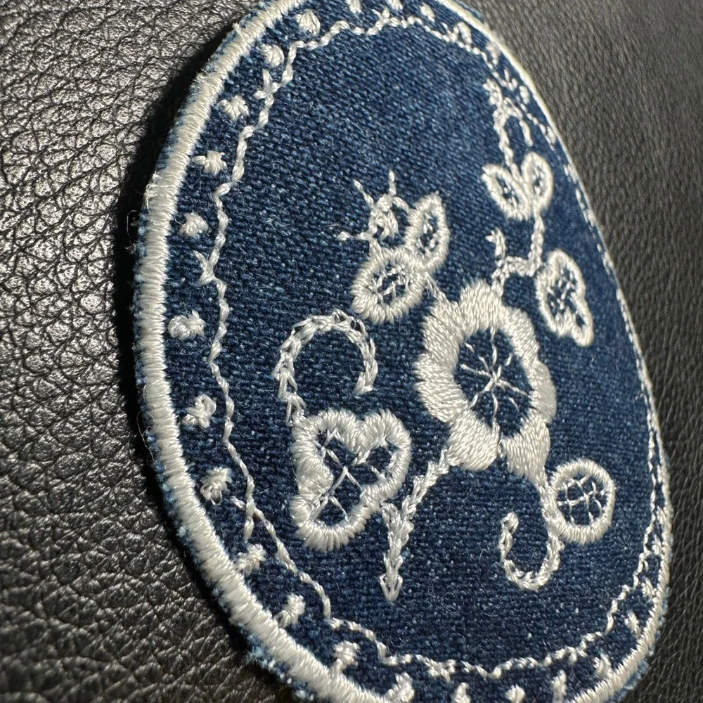 Round Boho Western Foral Iron On Patch Embroidered Denim For Cowgirl DIY‎ VTG